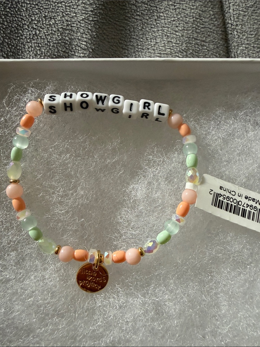 SHOWGIRL Pastel Beaded Stretch Bracelet with Gold Charm